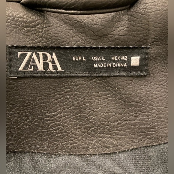 Zara Short Sleeve Faux Leather Shirt - Size Large - Picture 8 of 10